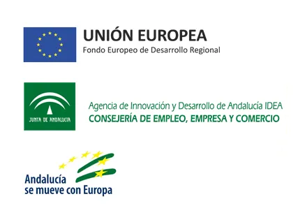 Logotipos de la Unión Europea (FEDER), Agencia IDEA y Junta de Andalucía